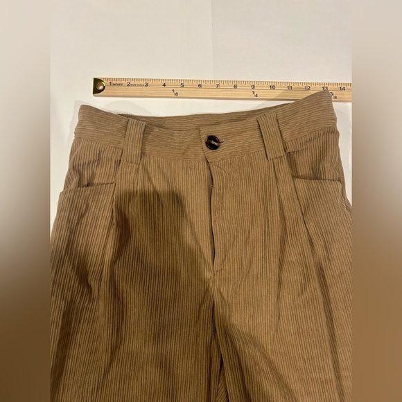 Miou Muse Corduroy Pants Women’s Medium Tan Cuffed High Waisted - Picture 5 of 9